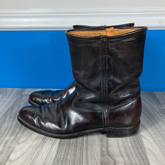 Justin Black Leather Pull On Boots Mens 3818 Ropers 14 B COWBOY PATROL LAWMAN - Picture 4 of 9